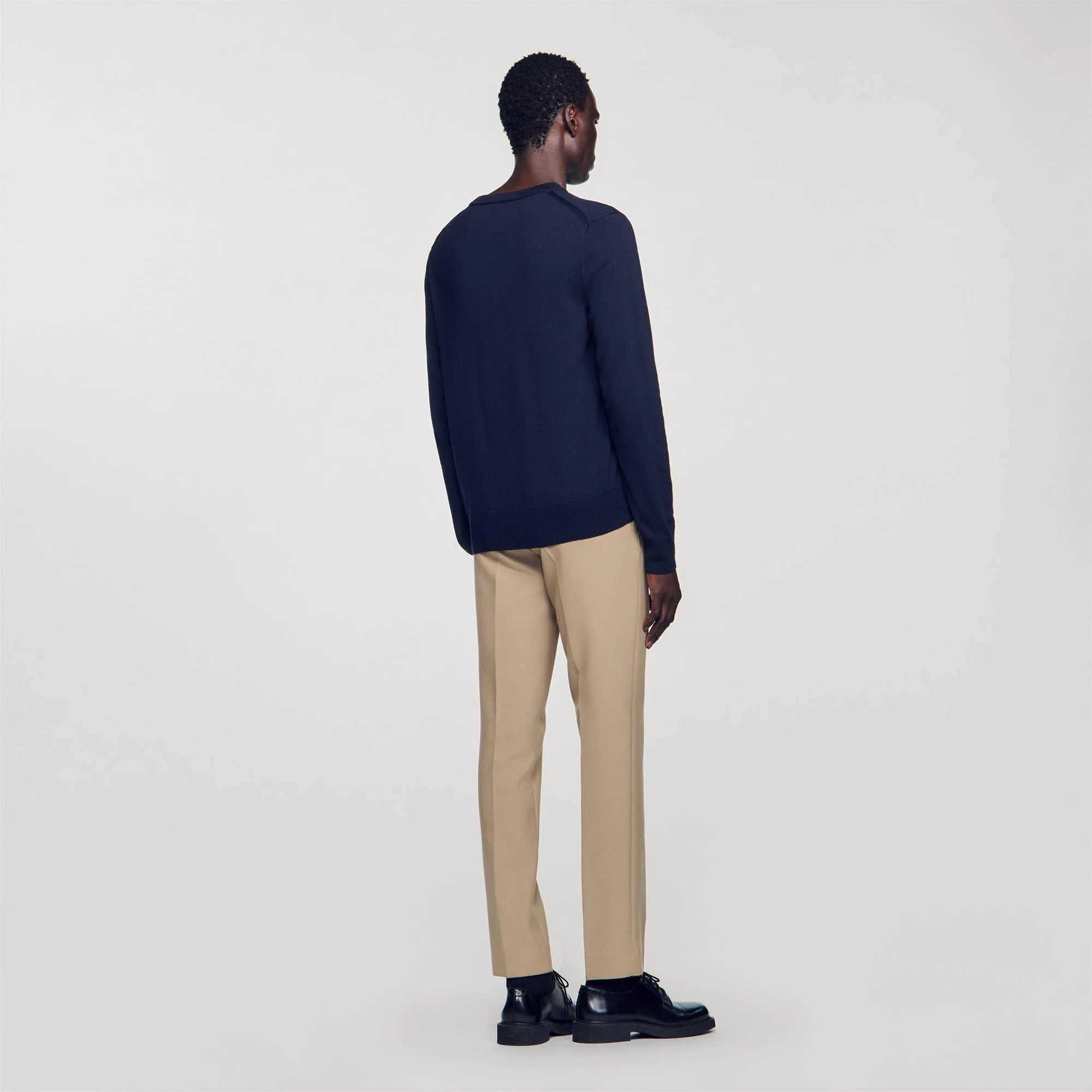 Crew Merinos Fine Knit Wool Sweater Navy Blue