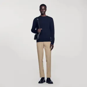 Crew Merinos Fine Knit Wool Sweater Navy Blue