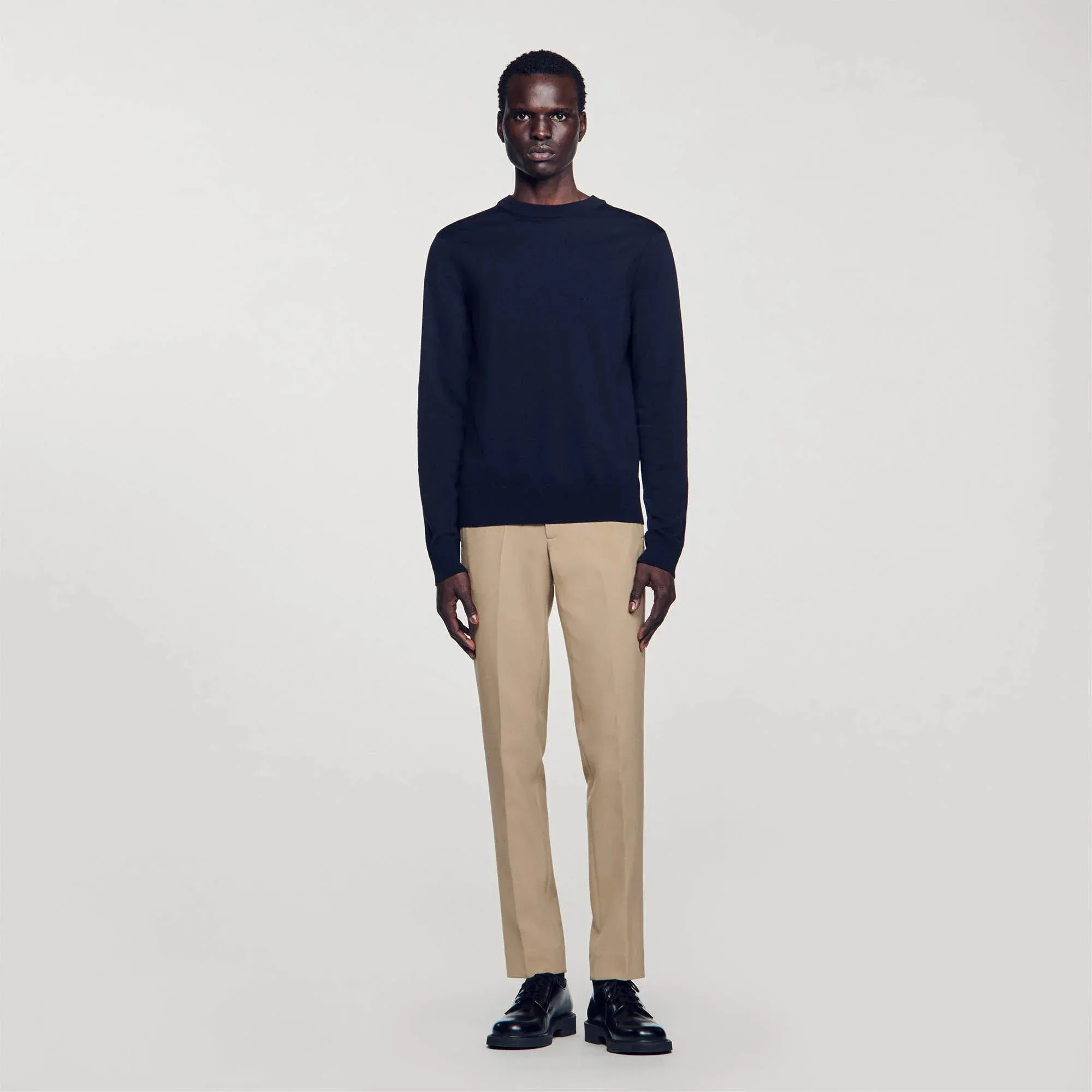 Crew Merinos Fine Knit Wool Sweater Navy Blue