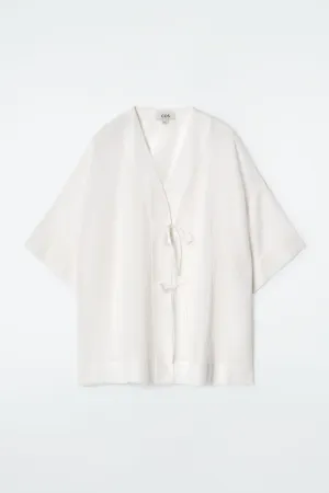 Crinkled tie-front beach shirt