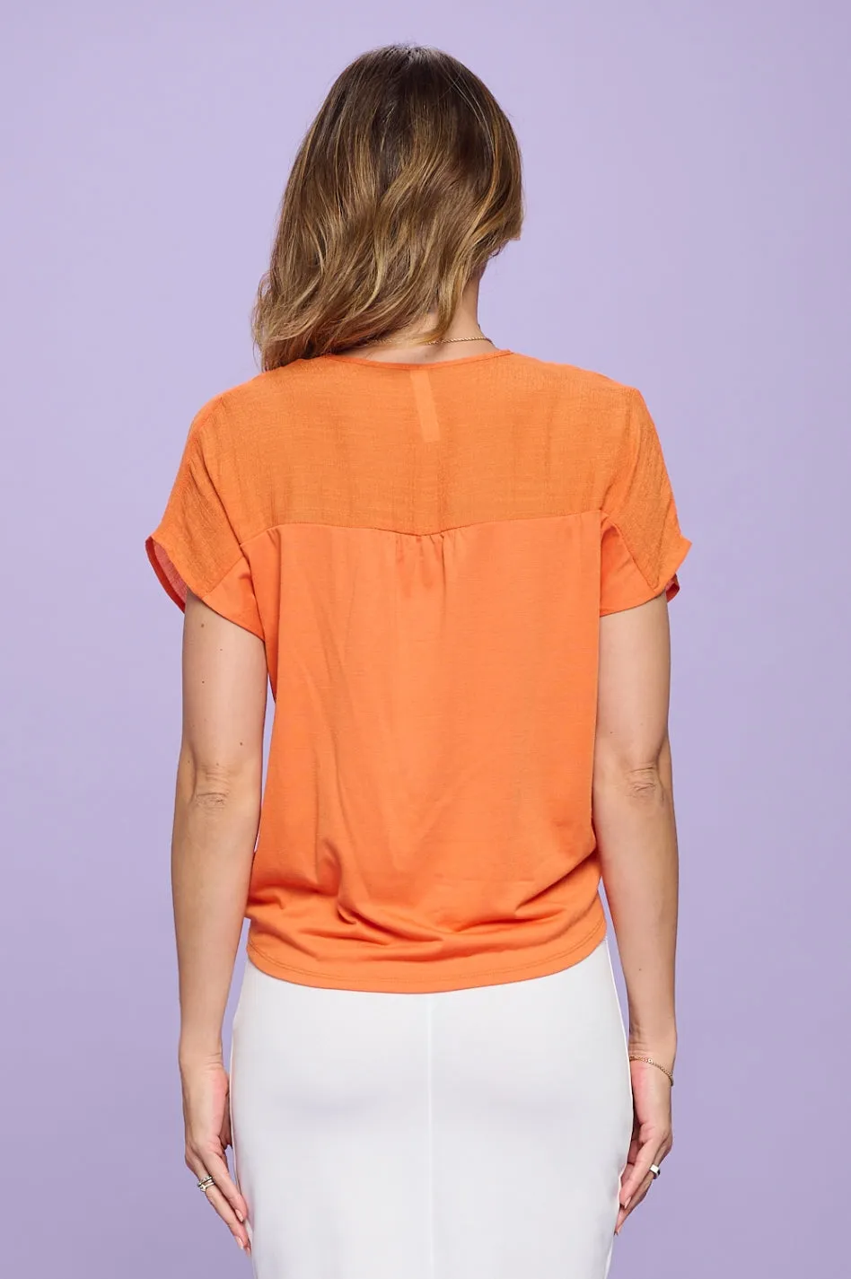 CROCHET CENTER TIE FRONT BLOUSE