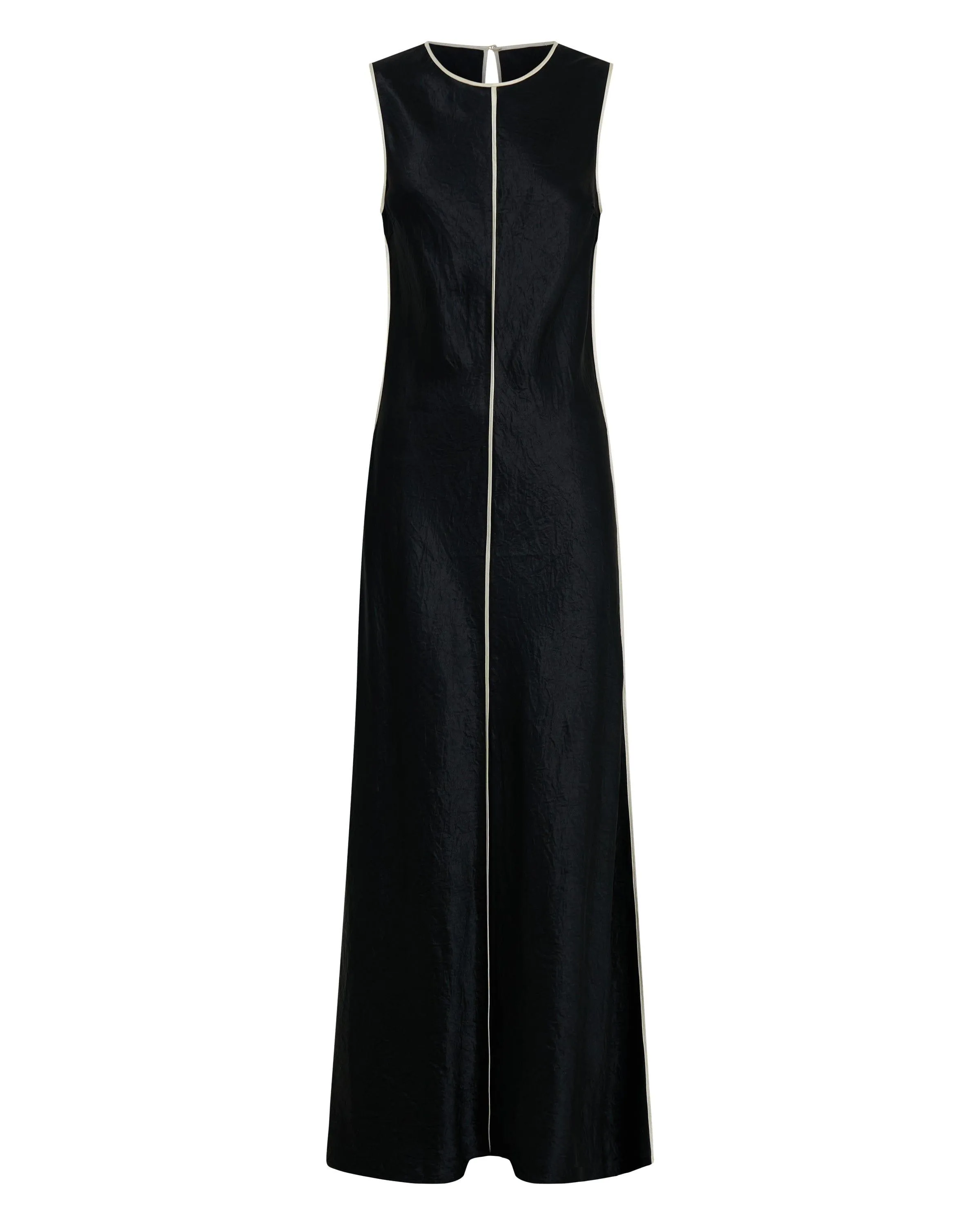 CRUSH CONTRAST BIND MAXI TANK DRESS | BLACK & CREAM