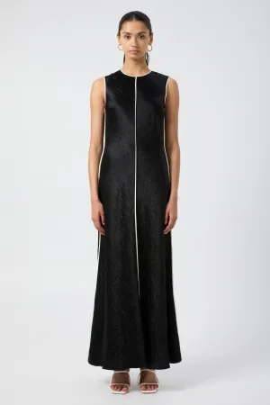 CRUSH CONTRAST BIND MAXI TANK DRESS | BLACK & CREAM