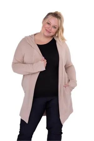 Curvy Longline Hooded Cardigan with Pockets