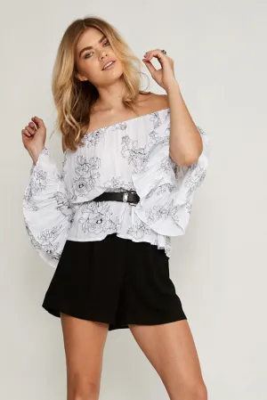 Dahlia Stripe Off Shoulder Top