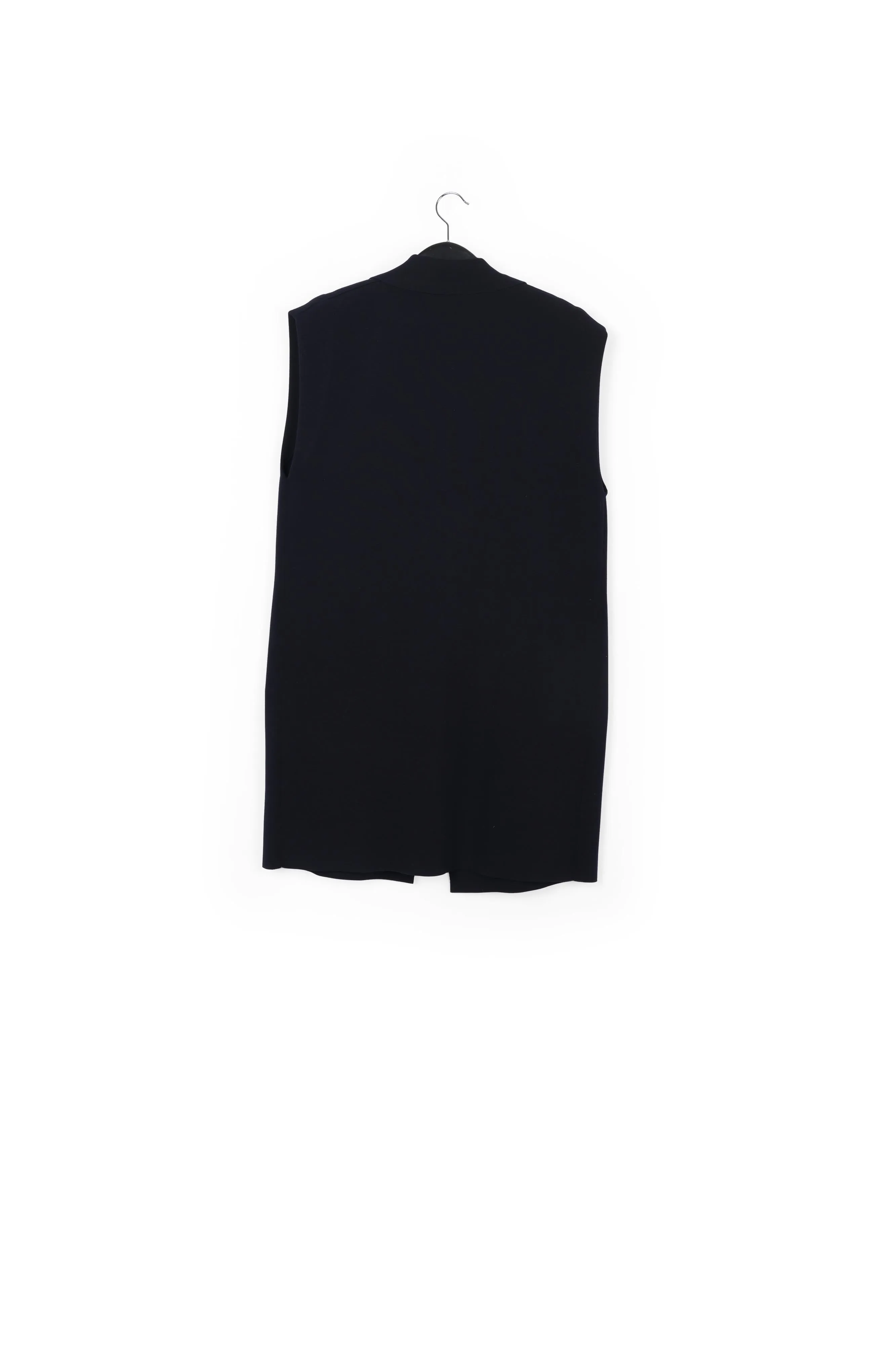 Dark blue sleeveless midi-length cardigan