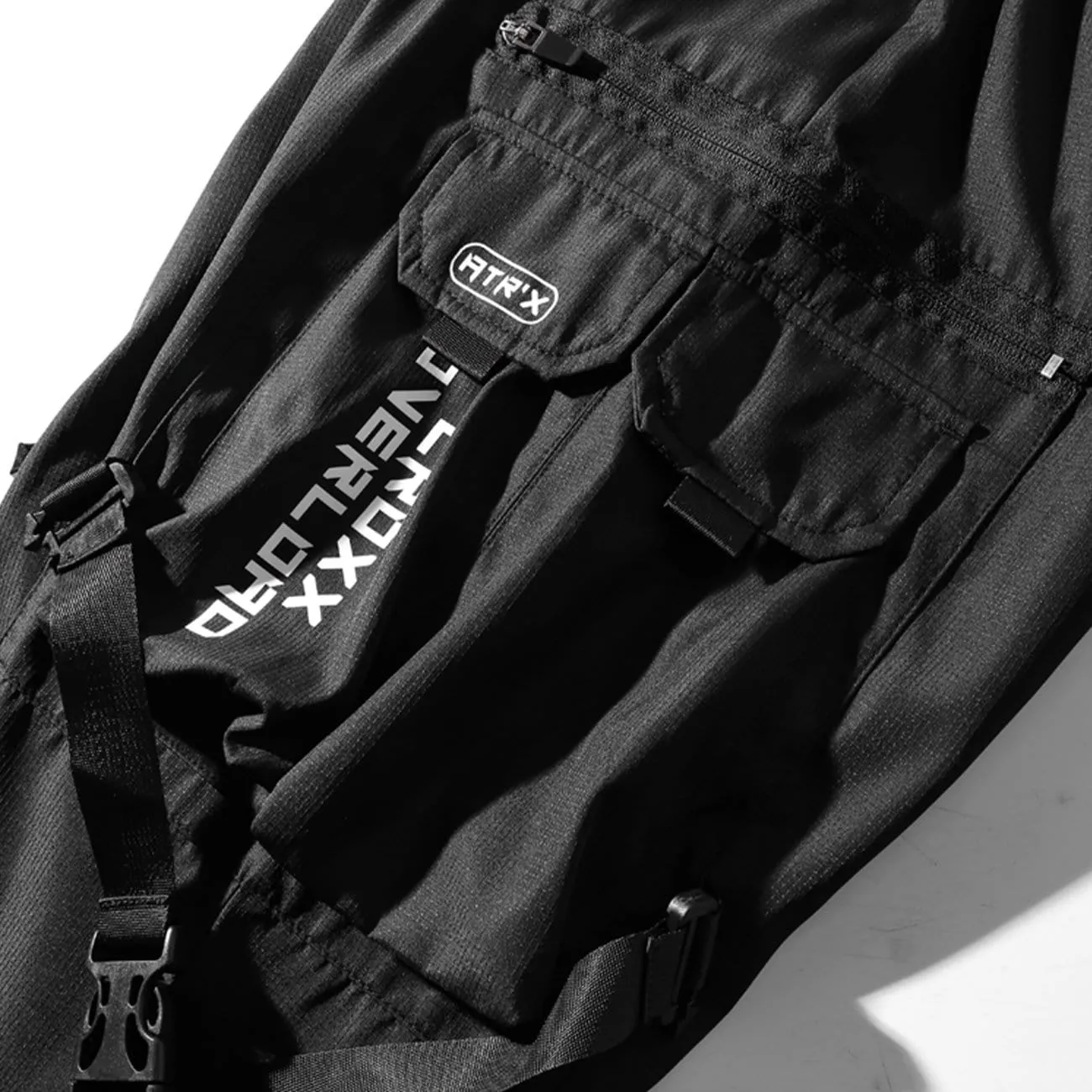 Dark Combat Ribbons Zip Up Pockets Cargo Pants