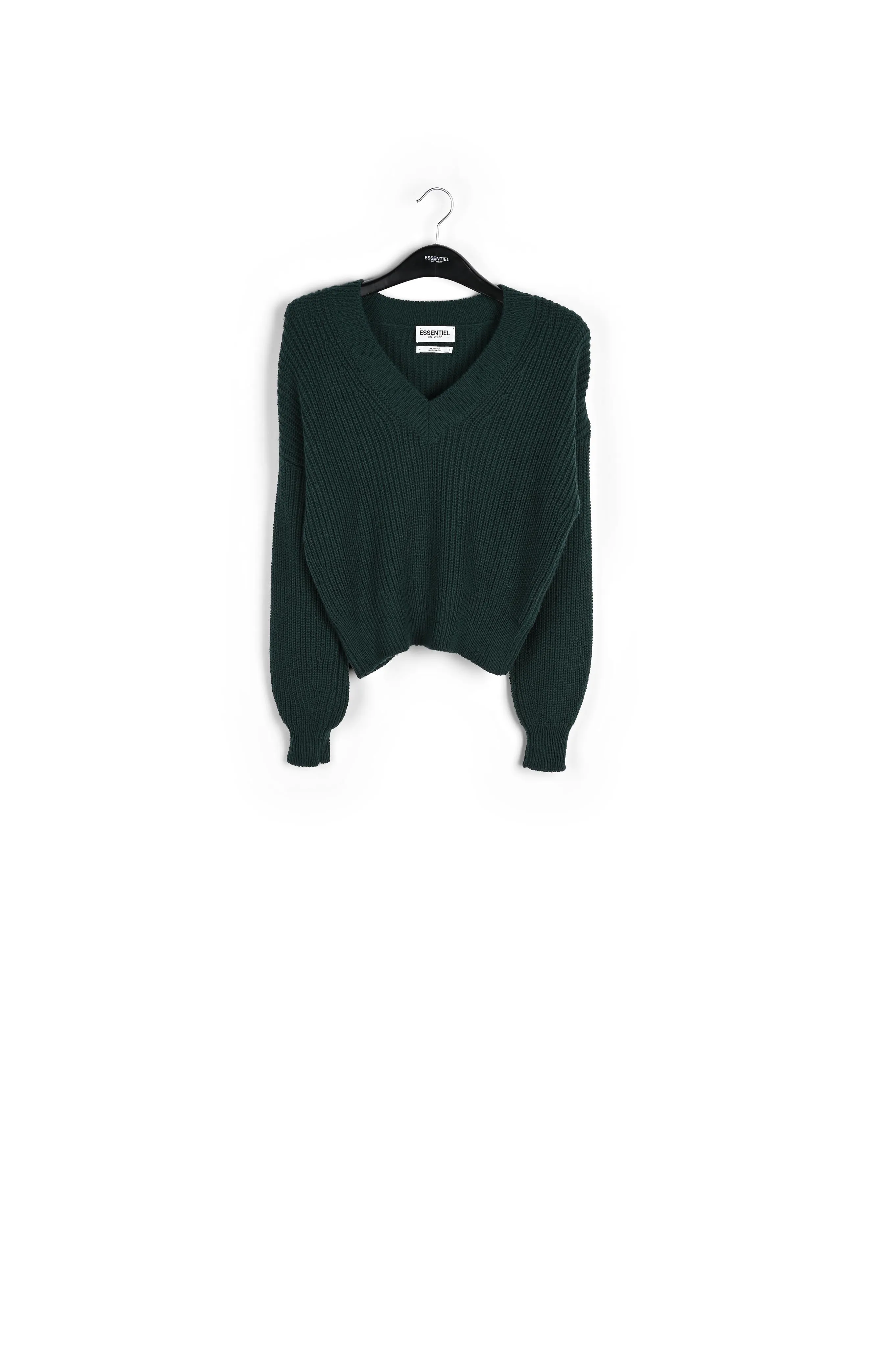 Dark green sweater with padded shoulders