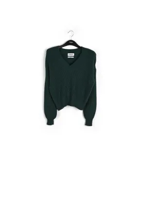 Dark green sweater with padded shoulders