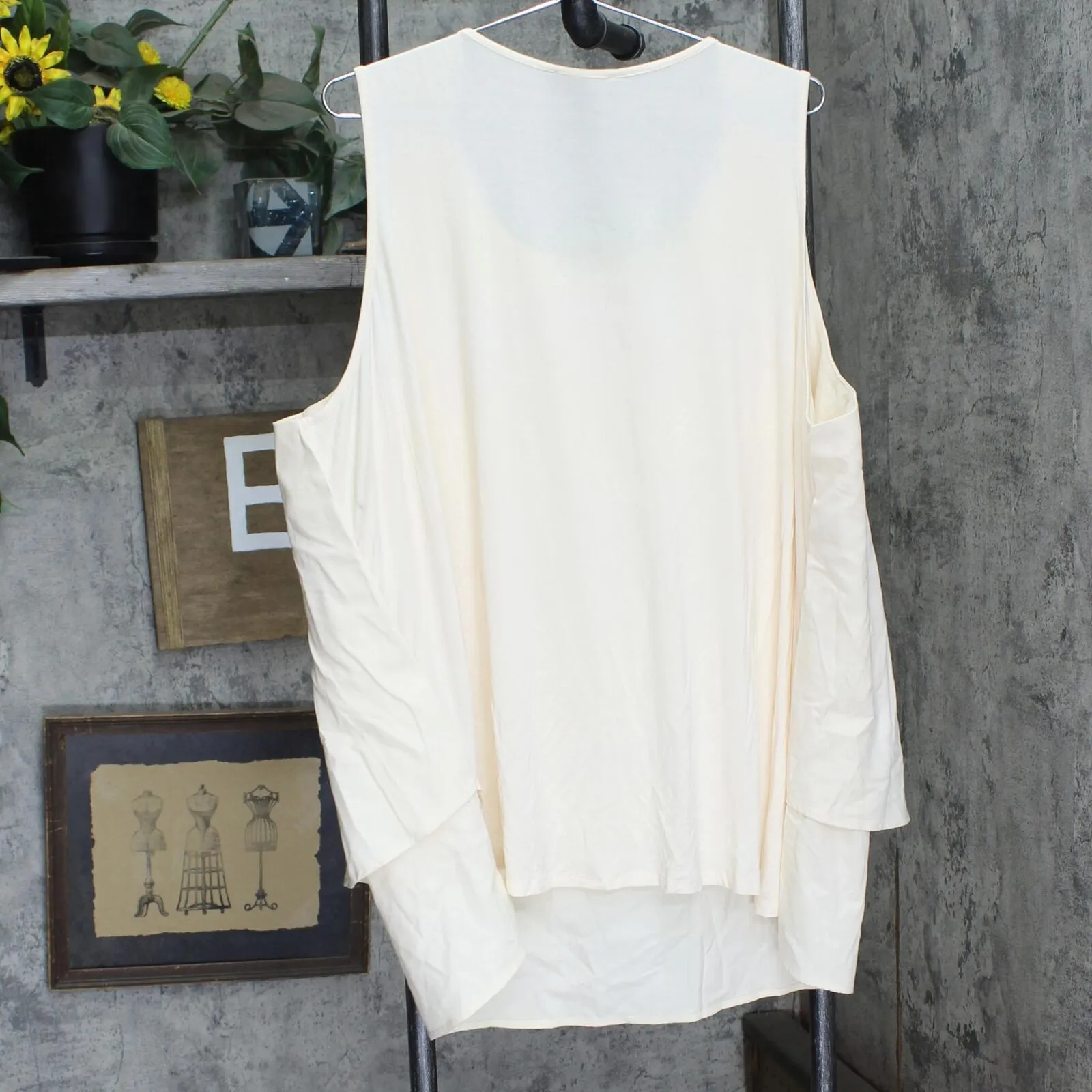 DG2 by Diane Gilman Mixed Media Plus Tiered Sleeveless Shirt Cream Off White 3X