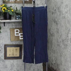 DG2 Womens Stretch Linen-Blend Crop Pant 697825 Navy Blue L