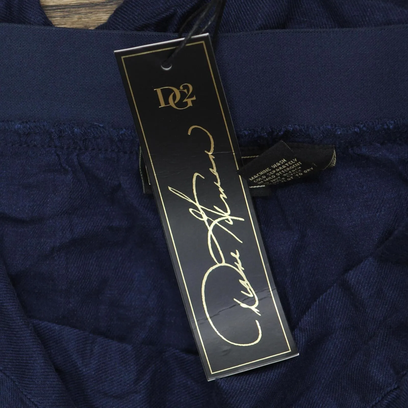 DG2 Womens Stretch Linen-Blend Crop Pant 697825 Navy Blue L