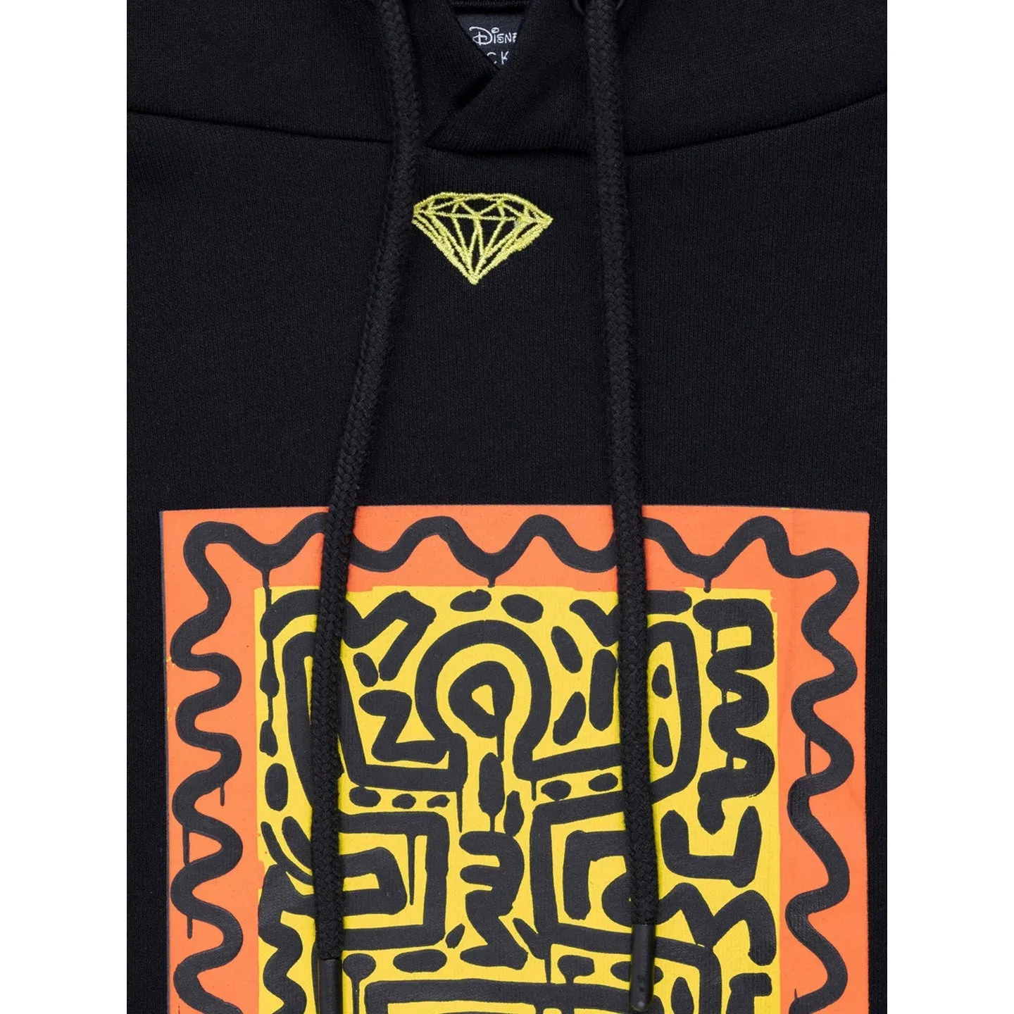 Diamond Supply Co Men x Disney Mickey Mouse x Keith Haring Mickey Meets Haring Hoodie Black DSCMTG101-BLK