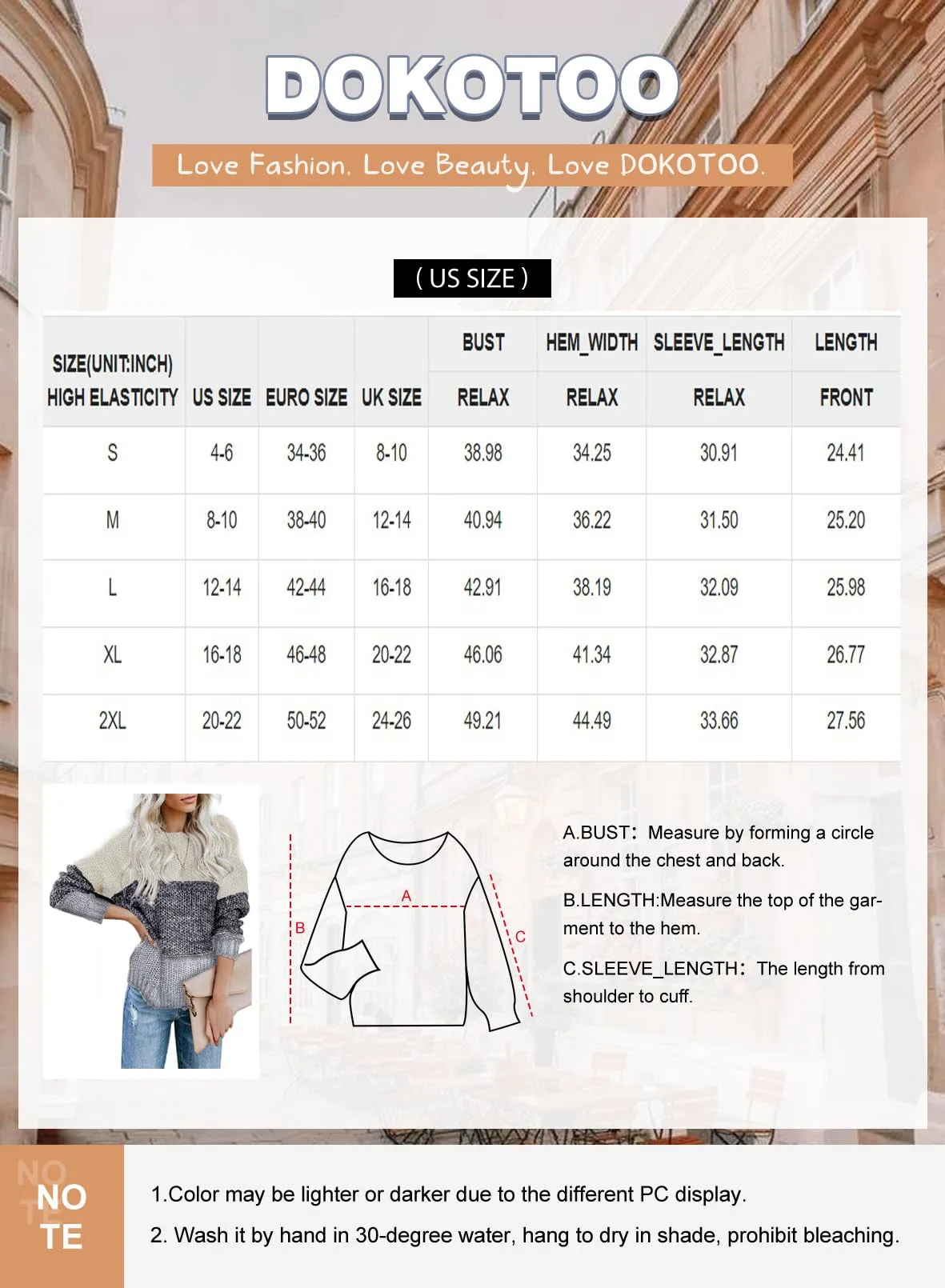 Dokotoo Womens Sweaters Winter Crewneck Long Bat Sleeve Color Block Pullover Sweaters Fashion 2024 Fall Tops Casual Knit Pullover Jumper Tops Yellow