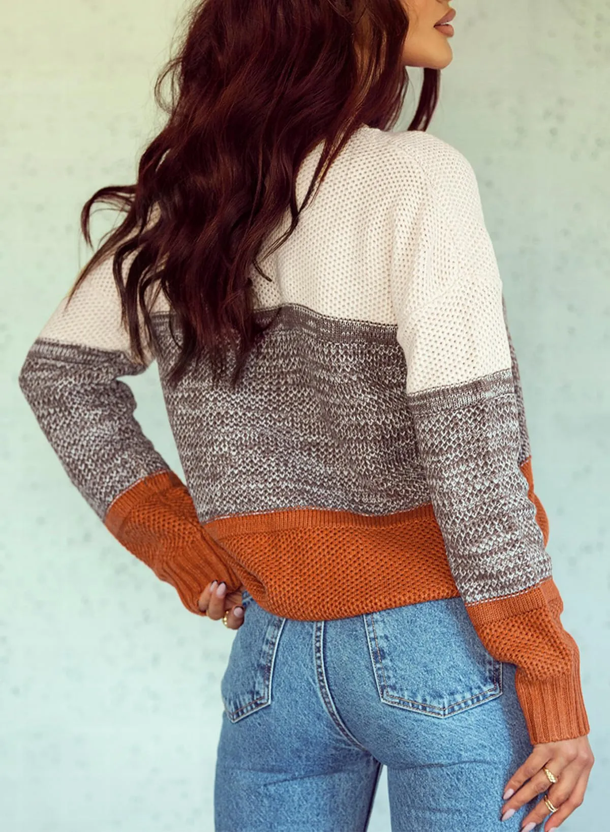 Dokotoo Womens Sweaters Winter Crewneck Long Bat Sleeve Color Block Pullover Sweaters Fashion 2024 Fall Tops Casual Knit Pullover Jumper Tops Yellow