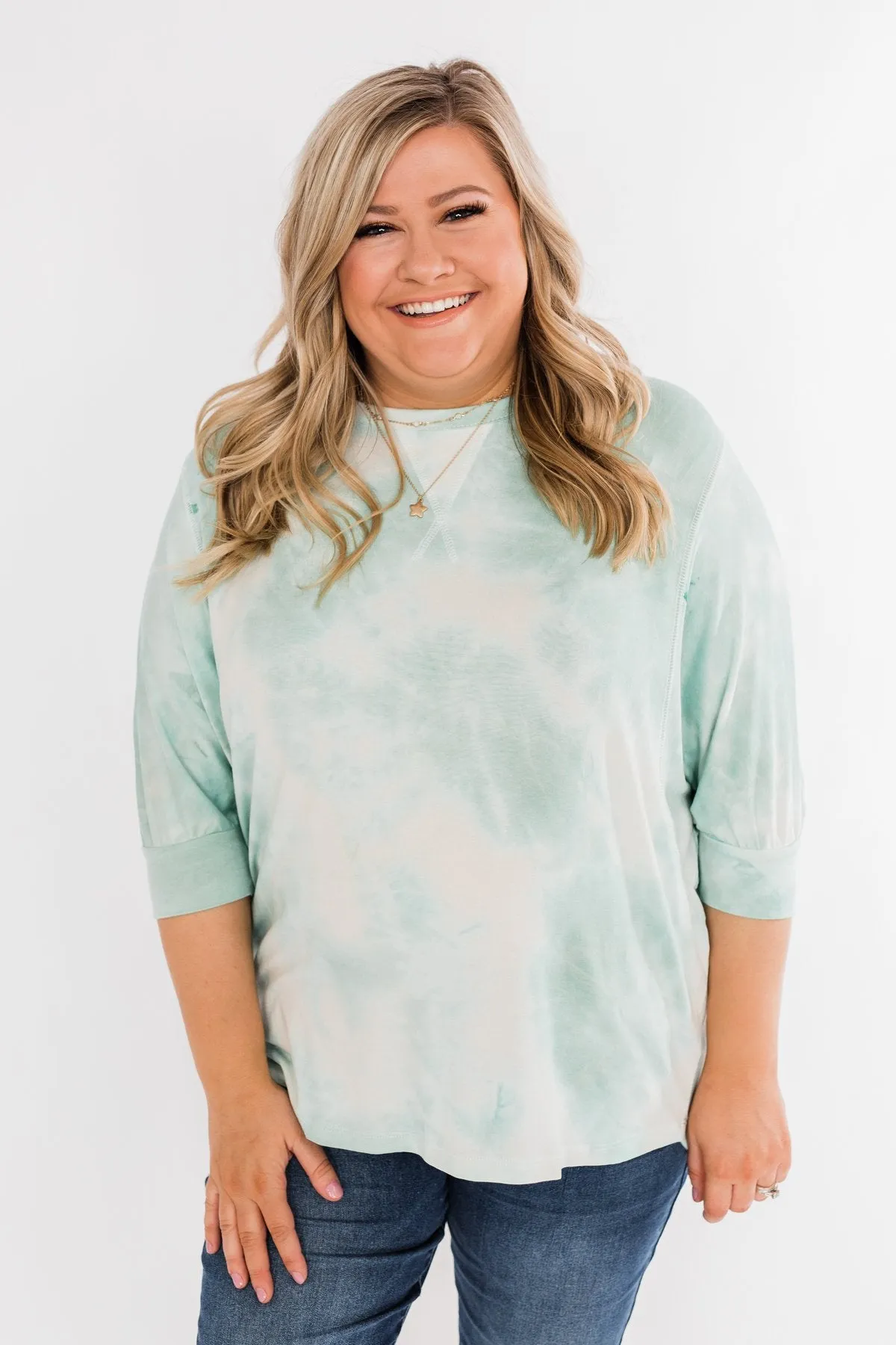 Dolman Sleeve Tie Dye Top- Mint