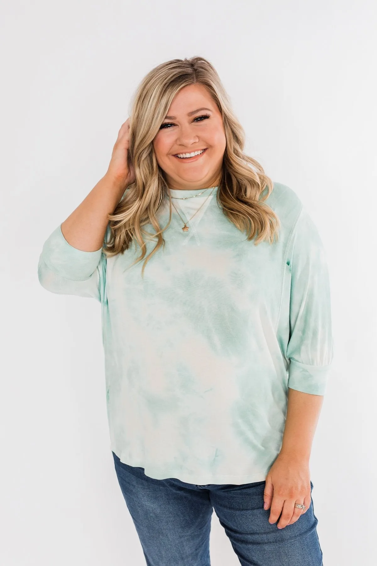 Dolman Sleeve Tie Dye Top- Mint