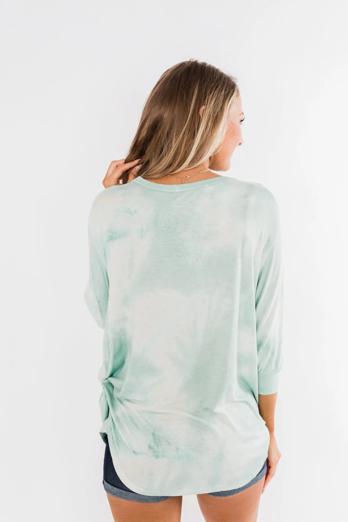 Dolman Sleeve Tie Dye Top- Mint