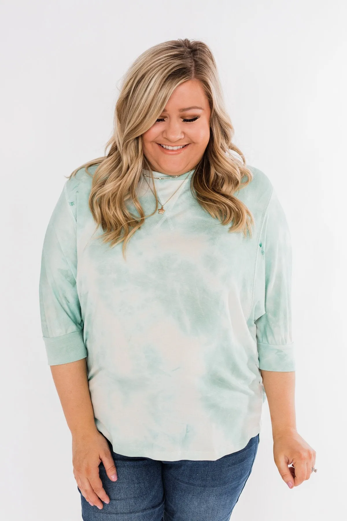 Dolman Sleeve Tie Dye Top- Mint