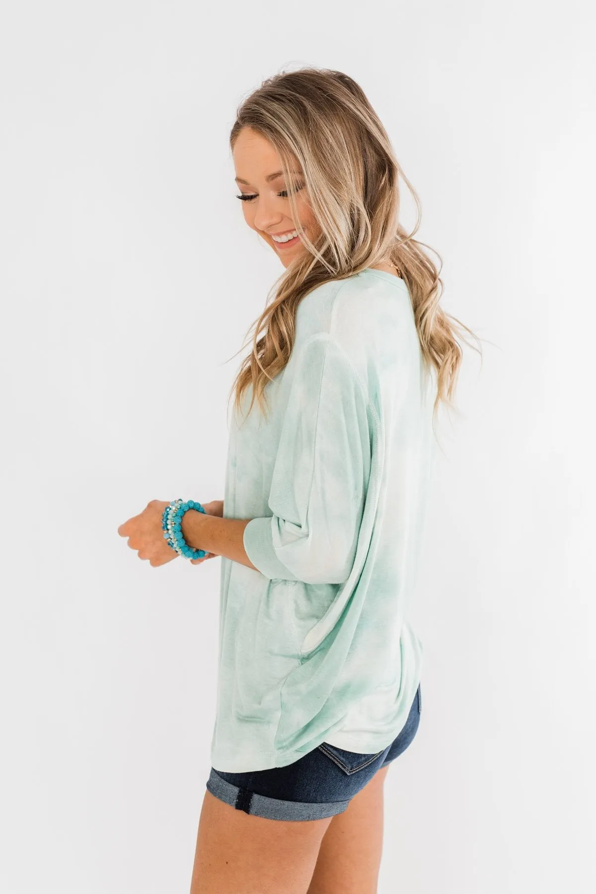 Dolman Sleeve Tie Dye Top- Mint