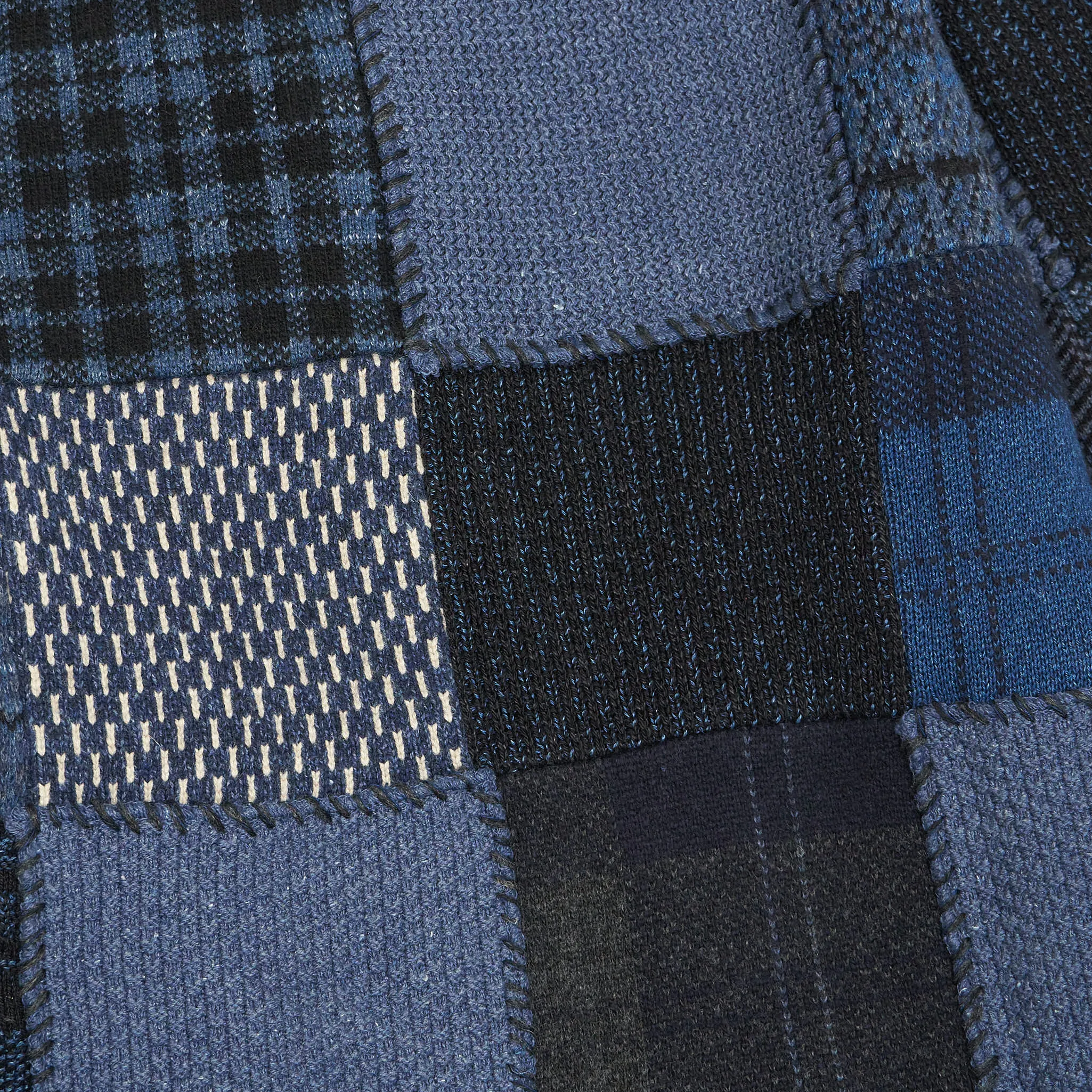 Double RL Patchwork Indigo Shawl Cardigan