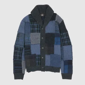 Double RL Patchwork Indigo Shawl Cardigan