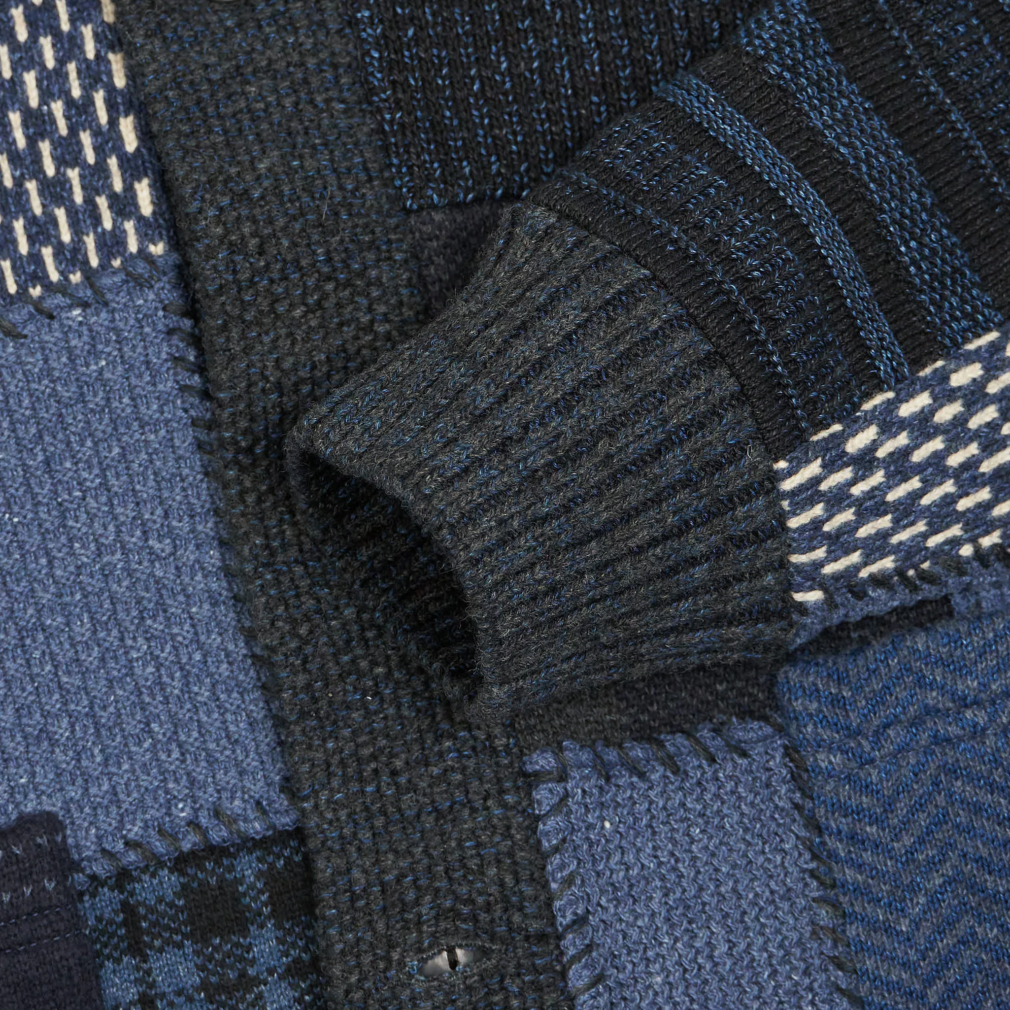 Double RL Patchwork Indigo Shawl Cardigan