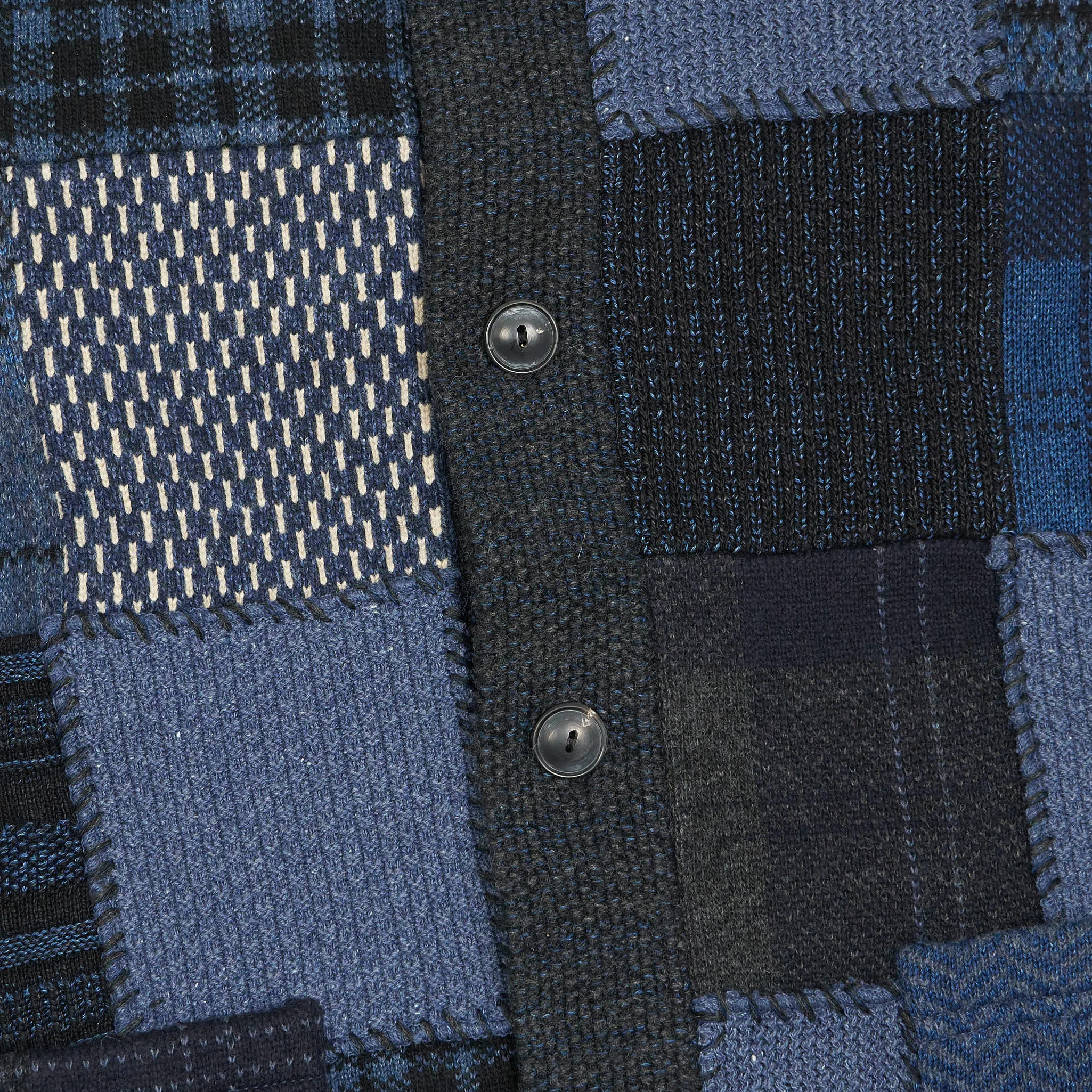 Double RL Patchwork Indigo Shawl Cardigan