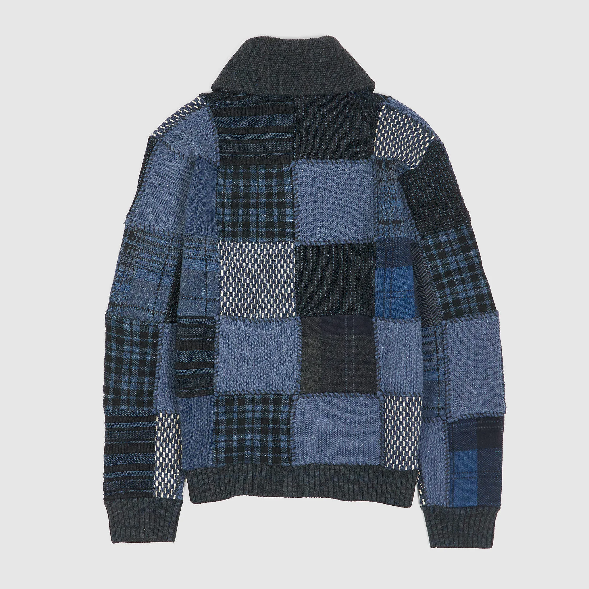 Double RL Patchwork Indigo Shawl Cardigan