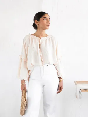 Drop Shoulder Balloon Sleeved Top