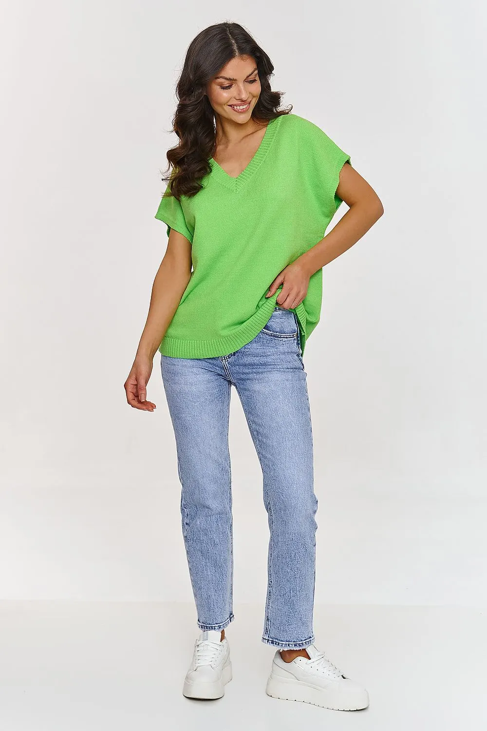 Elegant V-Neck Oversized Sweater Vest