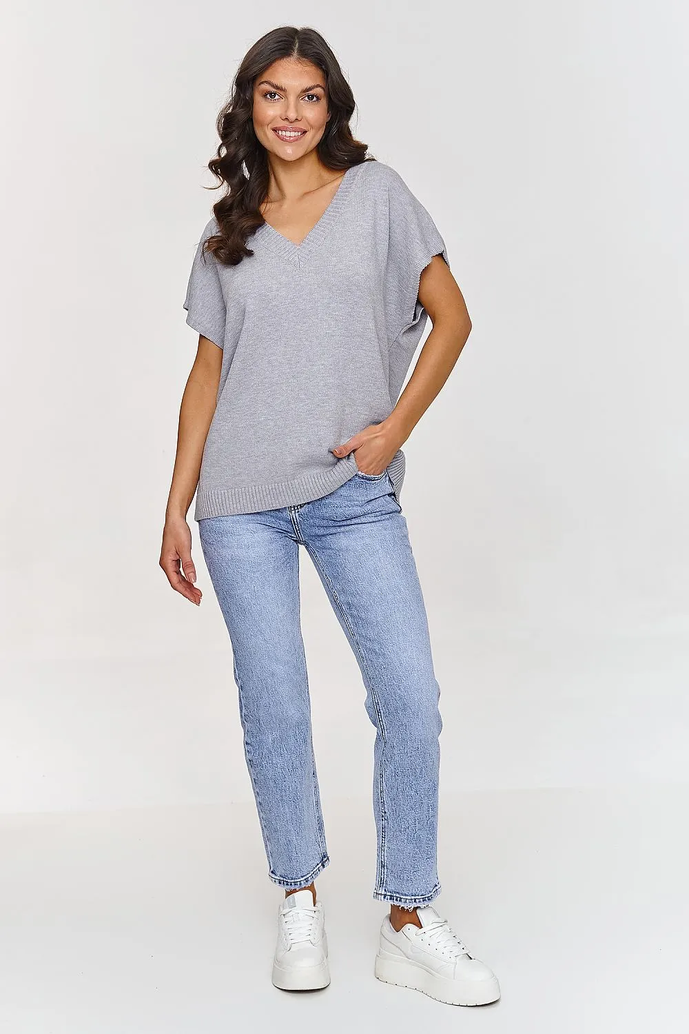 Elegant V-Neck Oversized Sweater Vest