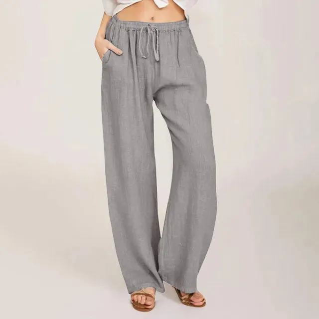 Elena – Lightweight Women's Linen Pants with Drawstring