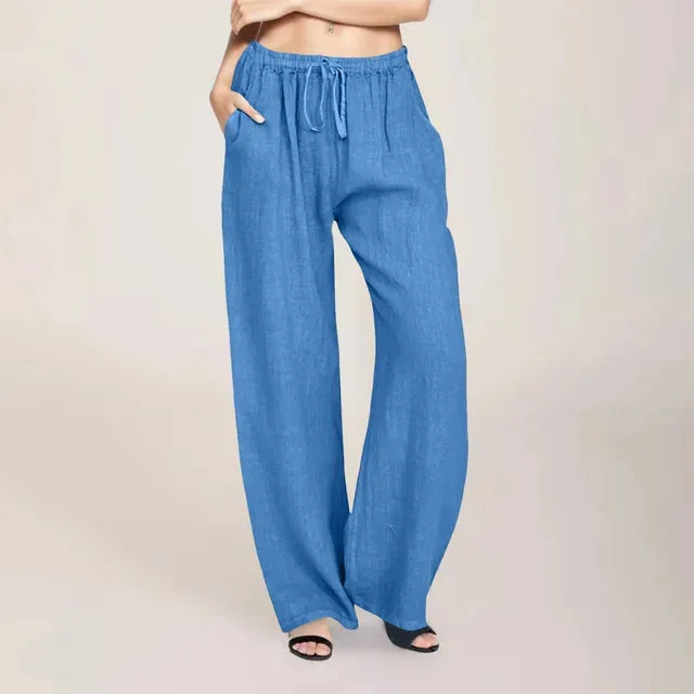 Elena – Lightweight Women's Linen Pants with Drawstring