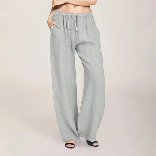 Elena – Lightweight Women's Linen Pants with Drawstring