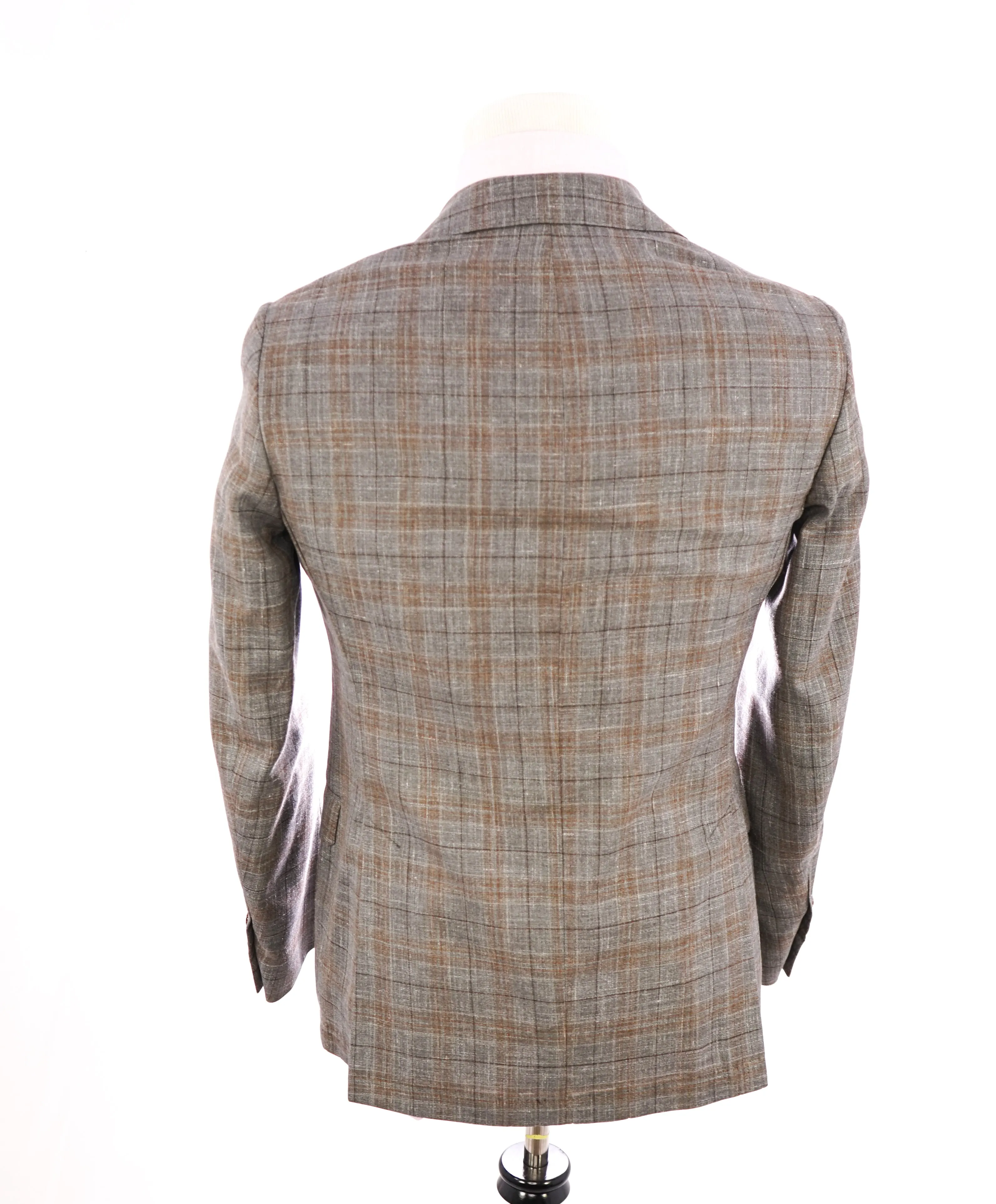 ELEVENTY -  "PREMIUM" Camel & Gray Check WOOL/SILK/LINEN Suit - 46R