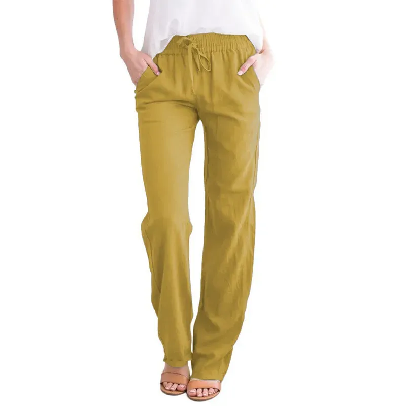Elise High-Waisted Drawstring Relaxed Linen Pants