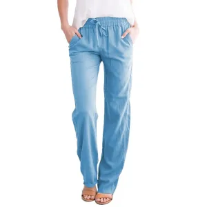 Elise High-Waisted Drawstring Relaxed Linen Pants