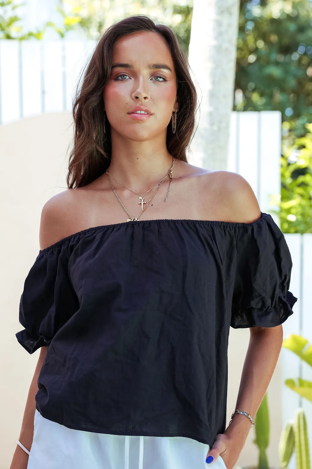 Elka Off Shoulder Top - Black