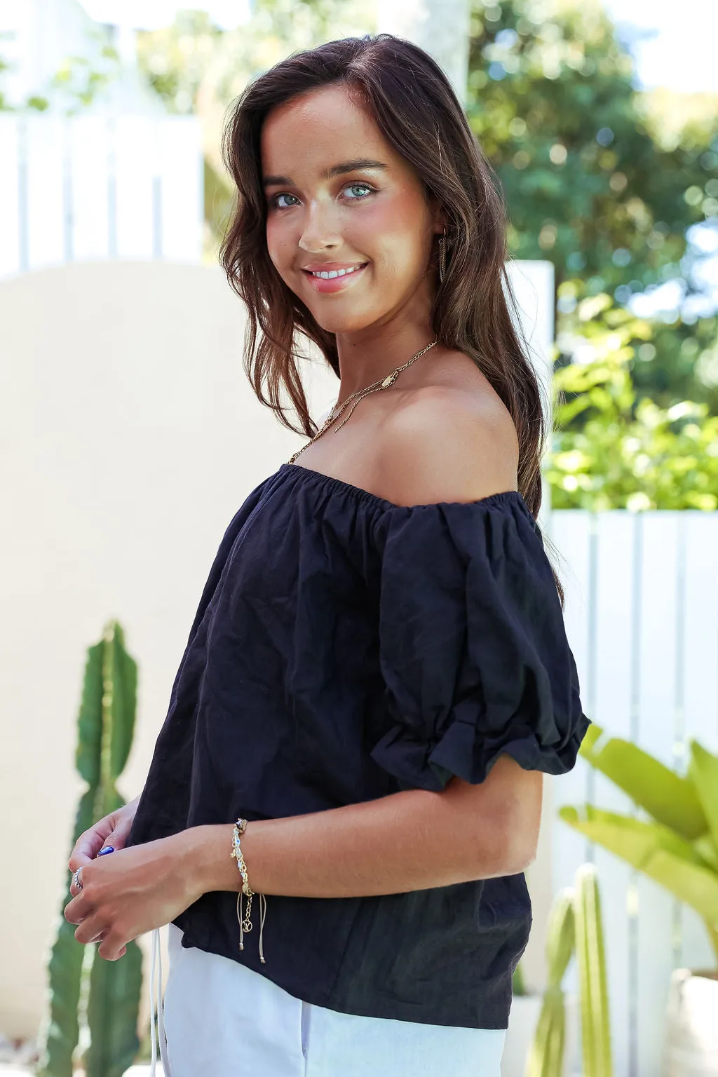 Elka Off Shoulder Top - Black
