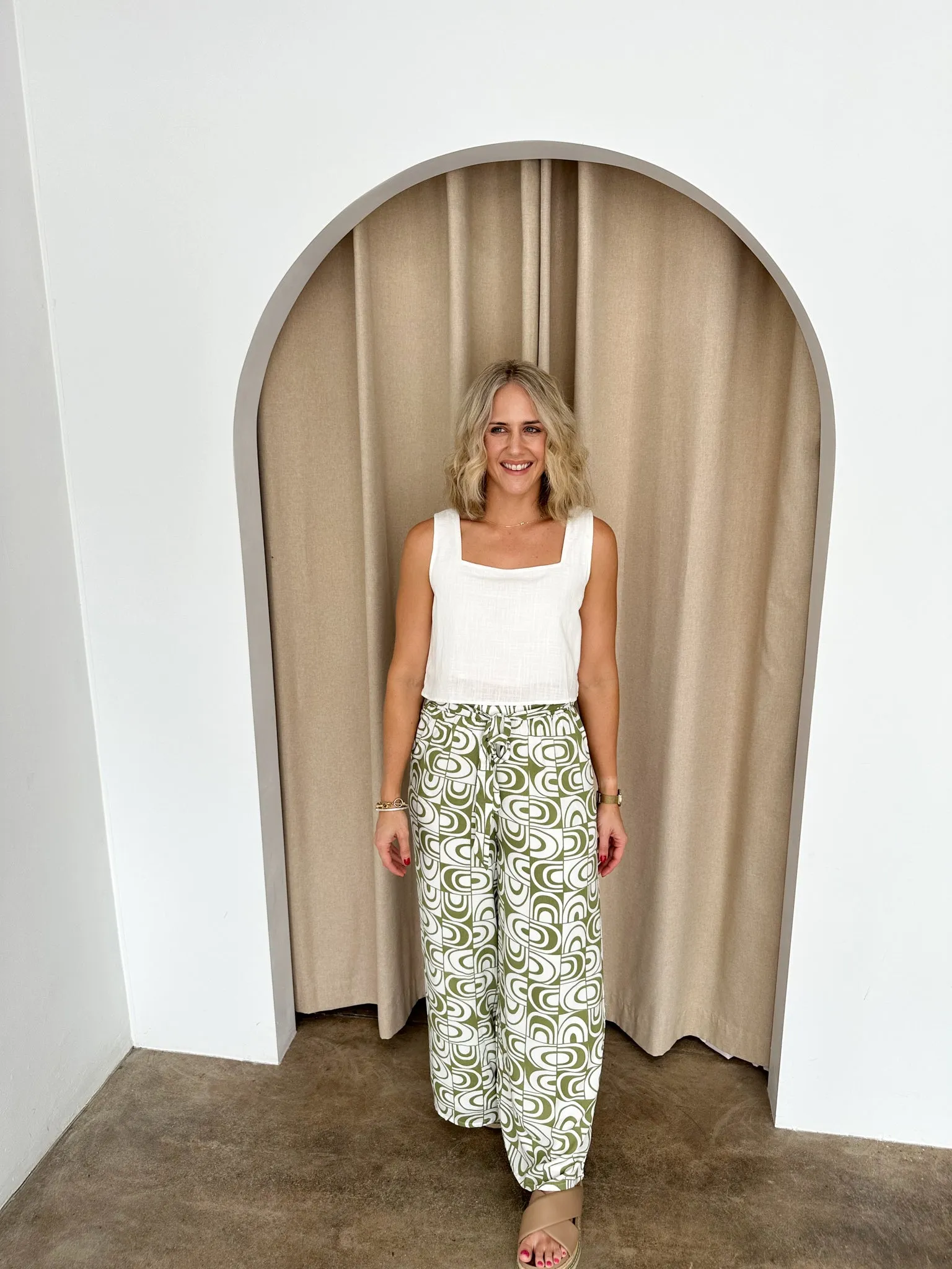 Ember Pants- Green/white