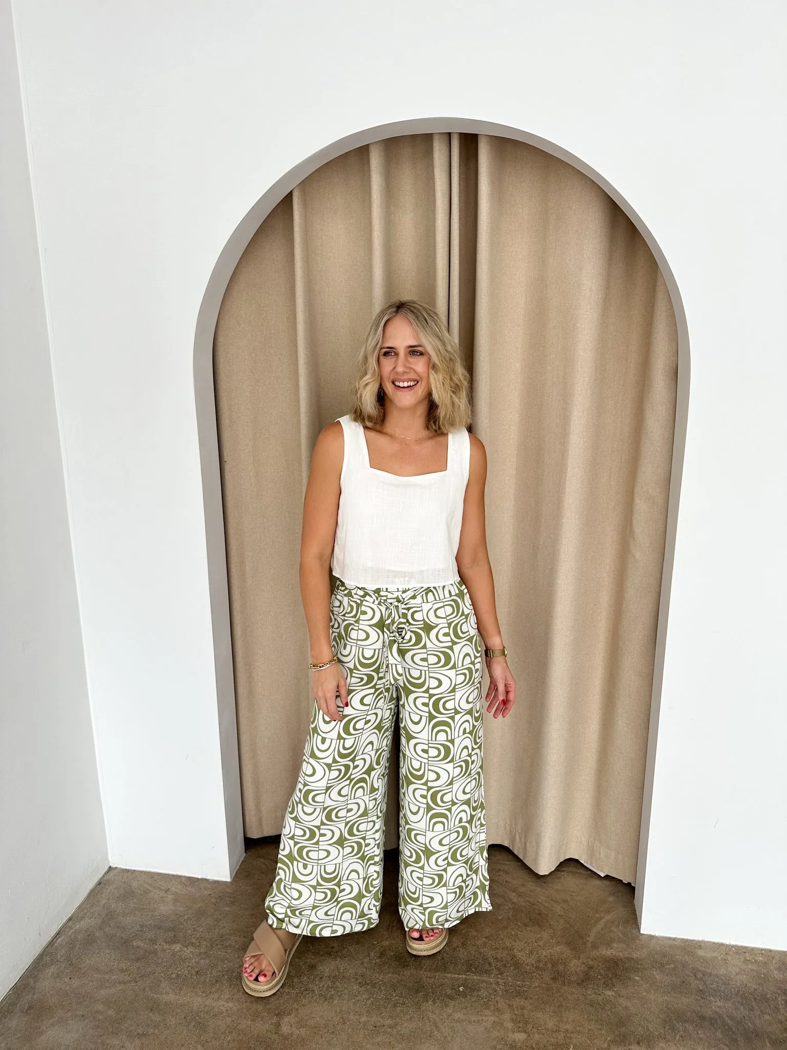 Ember Pants- Green/white