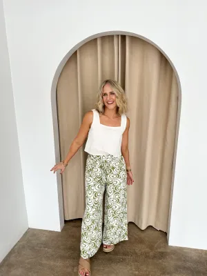 Ember Pants- Green/white