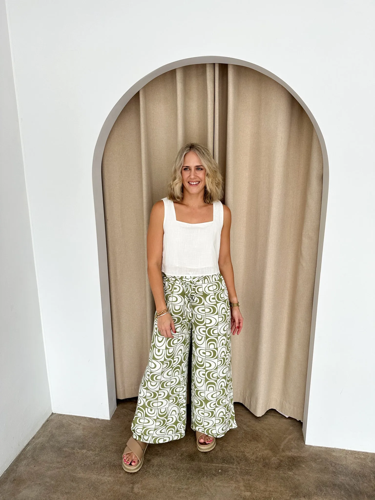 Ember Pants- Green/white
