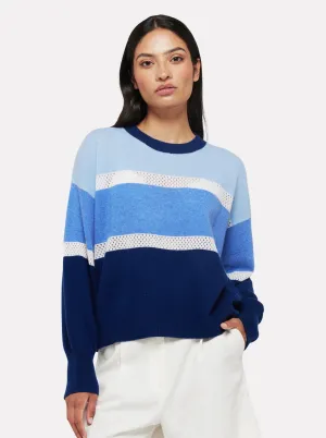 Embroidered Balloon Sleeve Cashmere Knit in Splash
