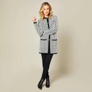 Emreco Houndstooth Longline Coatigan