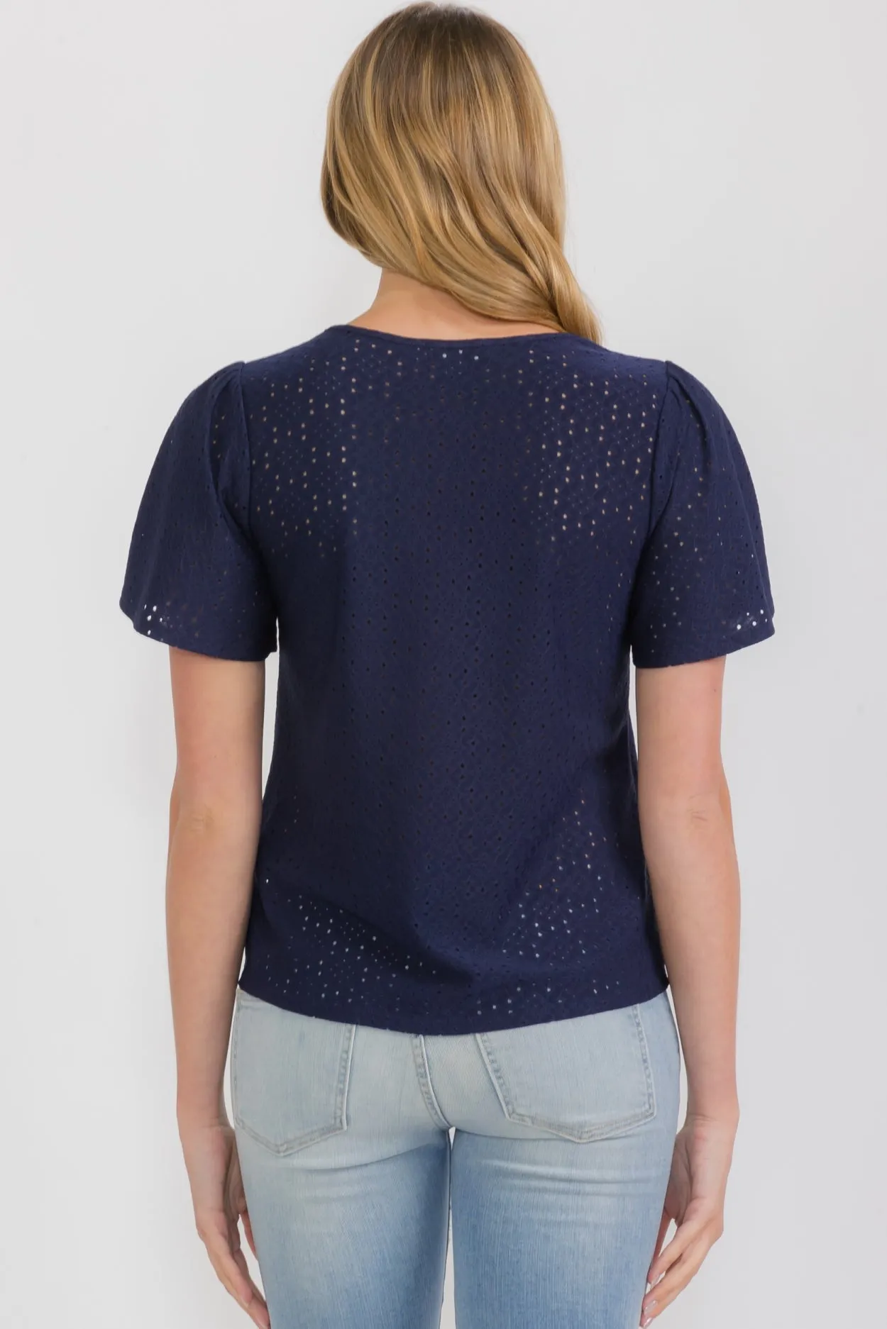 EYELET FLUTTER TIE FRONT