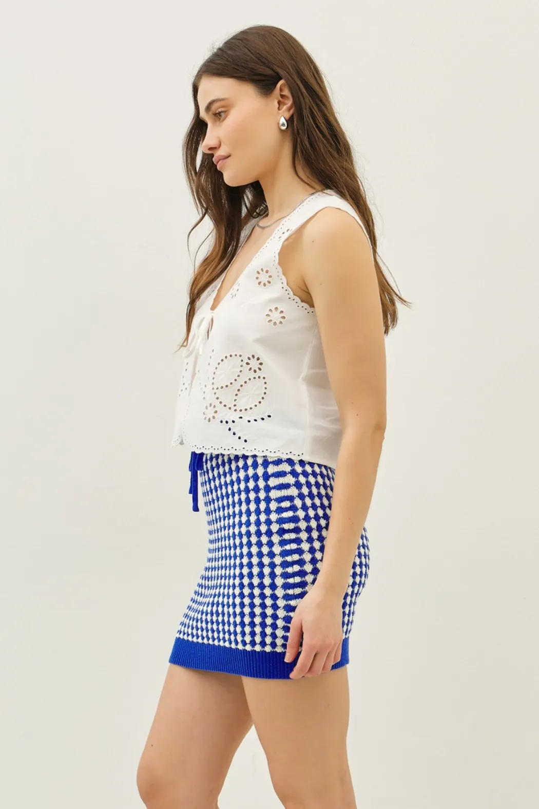 Eyelet Tie Front Vest Top