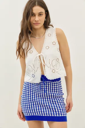 Eyelet Tie Front Vest Top