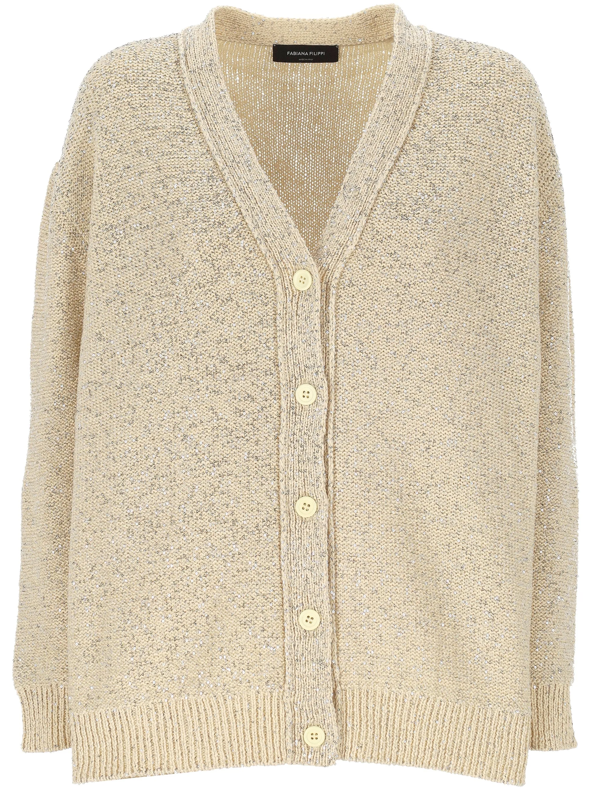 Fabiana Filippi Beige V halströja med knappfront